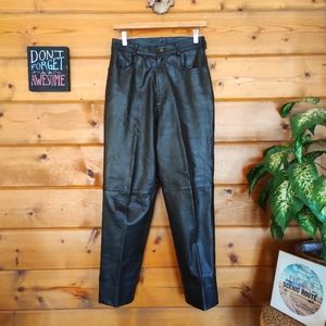 Donna Lepure 💜 Women's Vintage Leather High Waist‎ Pants Biker Straight 8 X 28"